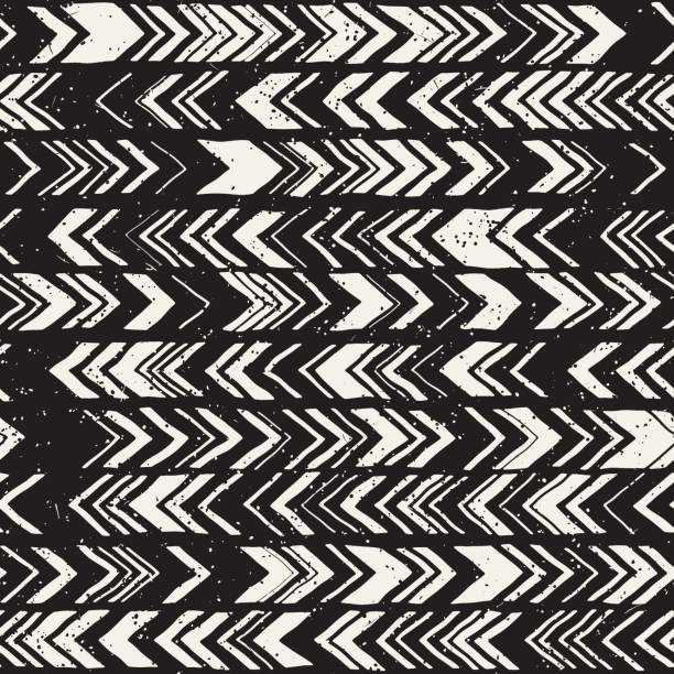 黒と白のシームレスな手描きスタイルシェブロンパターン。抽象ベクターの背景 - chevron pattern zigzag doodle点のイラスト素材／クリップアート素材／マンガ素材／アイコン素材