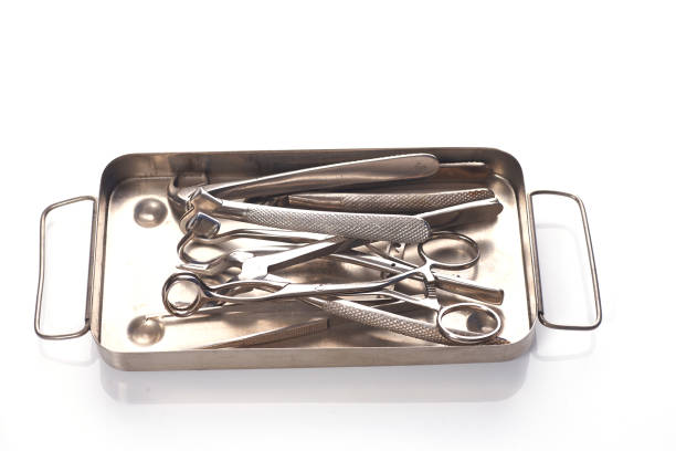 istock Dental appliances in sterile packaging on white background.. 1222417816