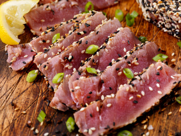 istock Sesame Seed Crusted Seared Ahi Tuna Fillet 1222418311