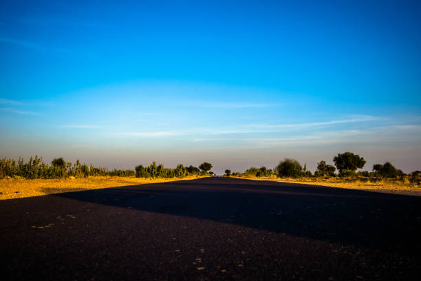 Highway, path, road in Desert of Rajasthan, India