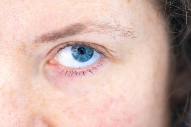 istock Close Up of Caucasian Woman's Blue Eye 1222420853