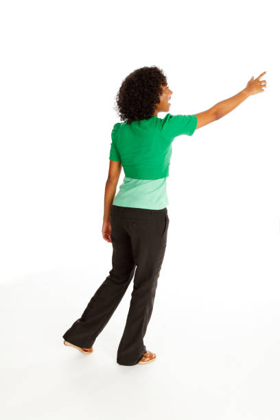 istock Woman with Hand Up Pointing Series 1222424168