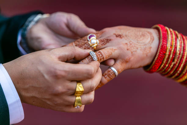 istock Close-Up of Hindu Wedding Ring Ceremony 1222428783