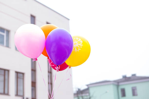 Close-up Colorful balloons birthday, holiday or party background happiness Concept.