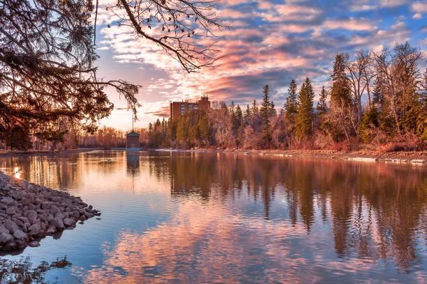istock Morning Cloudscape Over A Park Lake 1222432451