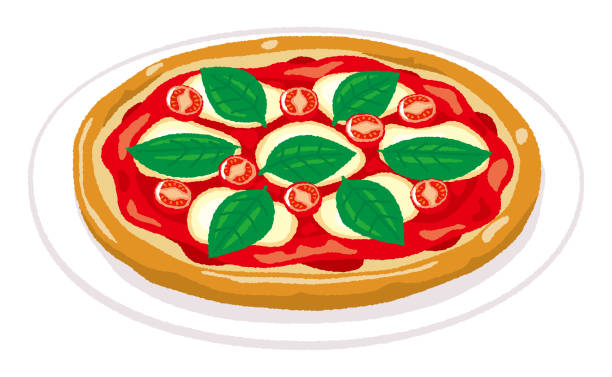 illustrazioni stock, clip art, cartoni animati e icone di tendenza di pizza margherita - pizza margherita