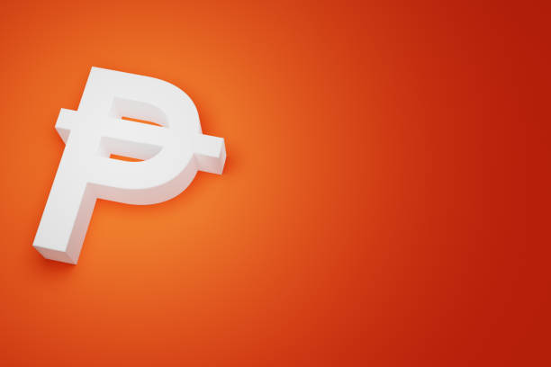 PHP Philippine Peso Currency Sign for Business Financial background, 3D Rendering with copy space.