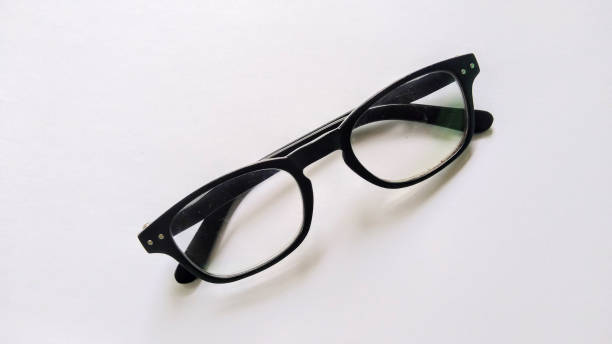 istock reading glasses with black frames with clear white grounded mirrors