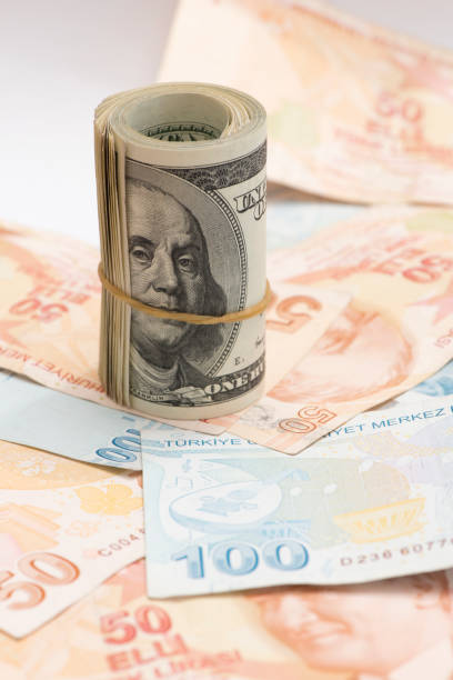 istock Turkish Liras And US Banknotes stock photo 1222443291