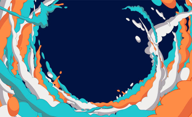 다채로운 연기 트레일 디자인 요소의 창조적 인 예술적 시작. 거품, 만화 연기 또는 아름다운 추상 적 요소의 흐름 - swirl abstract smoke backgrounds stock illustrations