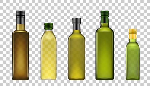 illustrations, cliparts, dessins animés et icônes de modèles extra vierges de bouteilles en verre d’huile d’olive modèles - cooking oil extra virgin olive oil olive oil bottle