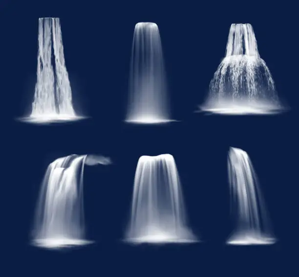 Vector illustration of Realistic waterfalls or water fall cascades