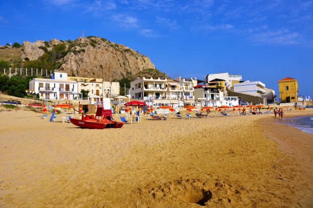 the long sandy beach of the village September 18 2019 Siculiana Sicily Italy