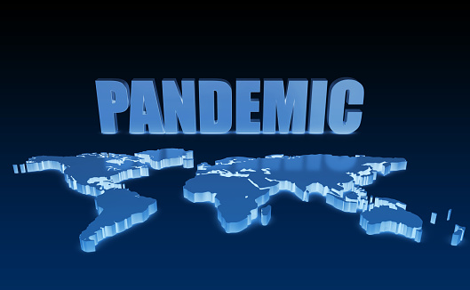 Coronavirus covid-19 2019 nCoV pandemic over globe\nMap:https://visibleearth.nasa.gov/images/74218/december-blue-marble-next-generation