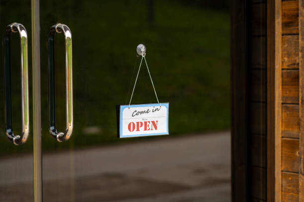 istock Open sign in the window of a shop 1222450931