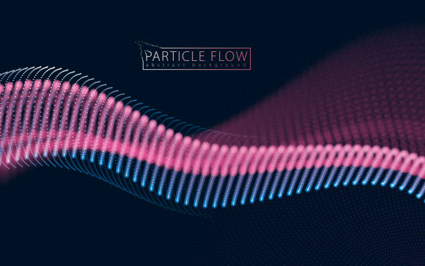 istock Digital wave of flowing particles in motion. Vector abstract dark background. Mesh of glowing dots, beautiful illustration. 1222452768