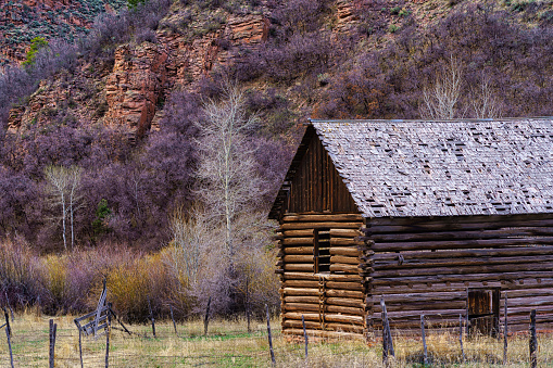 Old Rural Abandoned Homestead Barn Cabin - Cabin homestead left over from the old west days. Public land with old ruins.
