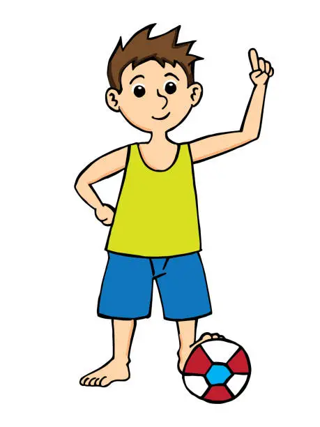 Vector illustration of Child playing soccer