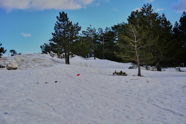Snowy mountain landscape on a bright winter day. Colors of nature