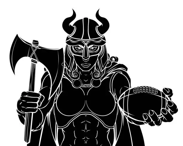 Vector illustration of Viking Female Gladiator Football Warrior Woman