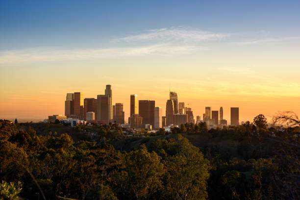 istock Downtown Los Angeles skyline at sunset 1222457829