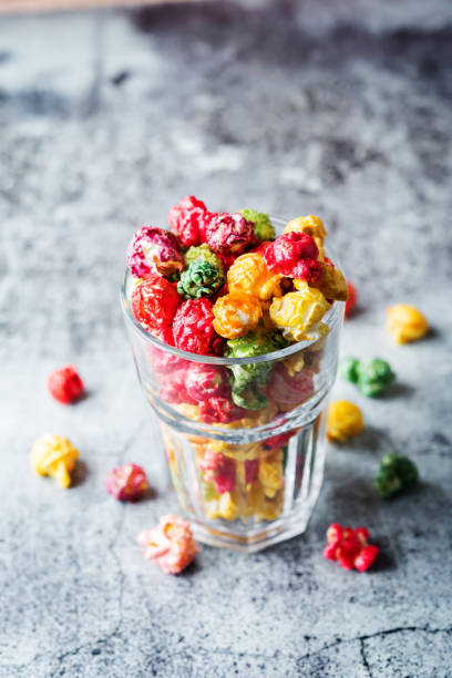 istock Multicolor caramel sweet Popcorn in a white bowl 1222458459