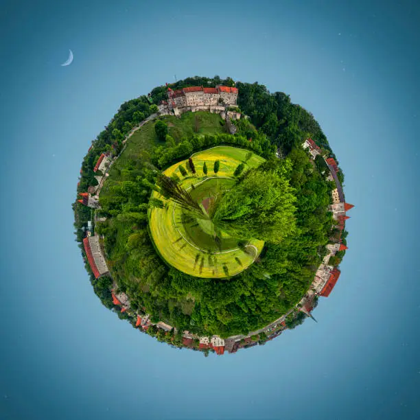Burghausen, Bavaria, Germany, Historic town in upper Bavaria, located in the district altötting. Little planet.
