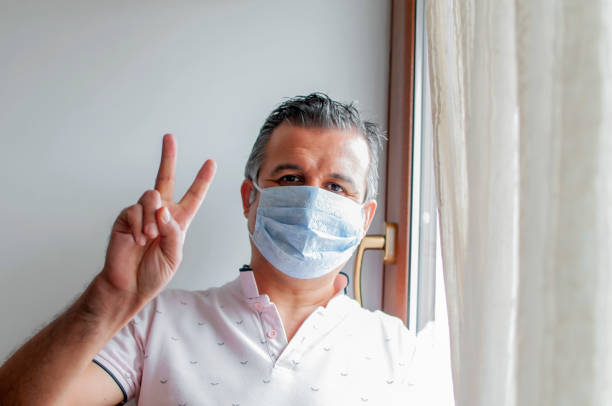 istock Portrait of a man useing a protective mask 1222461300