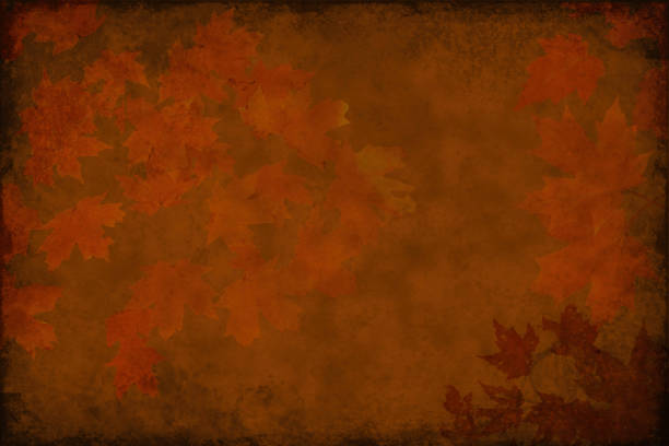 Watercolor Background of Abstract Red Leaves - Copy Space, dark border