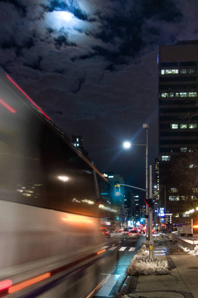 istock Hamilton, Ontario - Long Exposure of Bus going by at night 1222463184