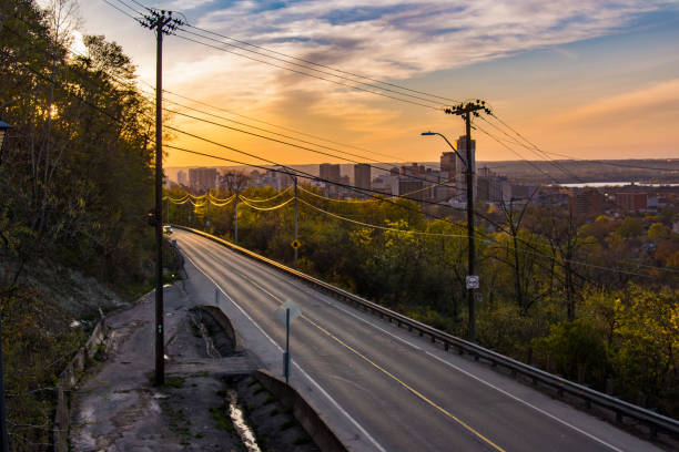 istock Hamilton, Ontario - Sunset View of Downtown from Escarpment Path 1222463205