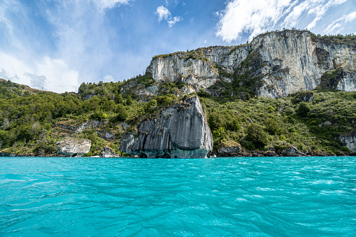 Catedral de marmol (Marble Cathedral) in General Carrera Lake near to Puerto Rio Tranquilo in the Chilean Patagonia, southern Chile