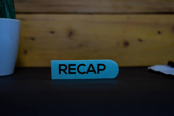 Recap write on a sticky note isolated on wooden background. Recap write on a sticky note isolated on wooden background. replay photos stock pictures, royalty-free photos & images
