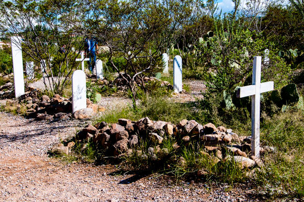 Tombstone in Arizona where the Gunfight at the OK Corral was fought in the USA. It is called the Town too tough to die. Boot Hill cemetery in Tombstone Arizona USA has some interesting grave markers