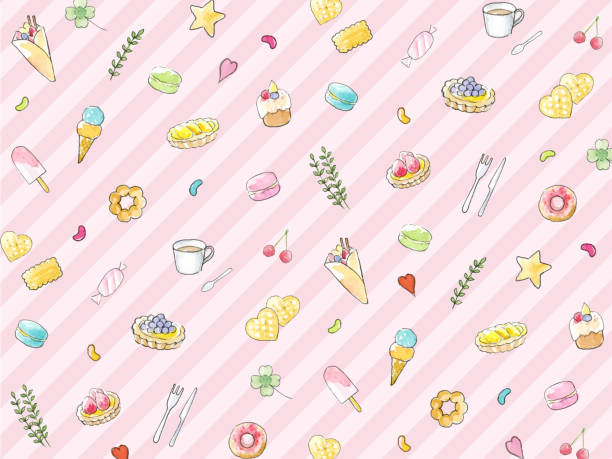 ilustrações, clipart, desenhos animados e ícones de papel de parede de ilustração doce. - pancake illustration and painting food vector