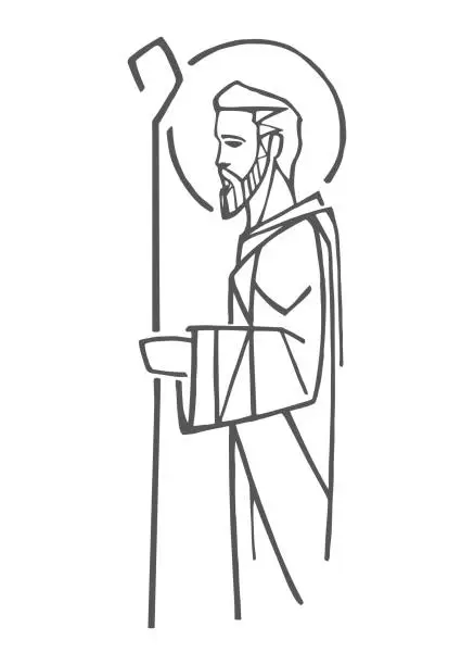 Vector illustration of Saint Joseph hand drawn illustration