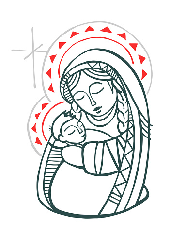 Virgin Mary with Baby Jesus illustration