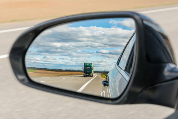 istock view of the outside car rearview mirror 1222487008