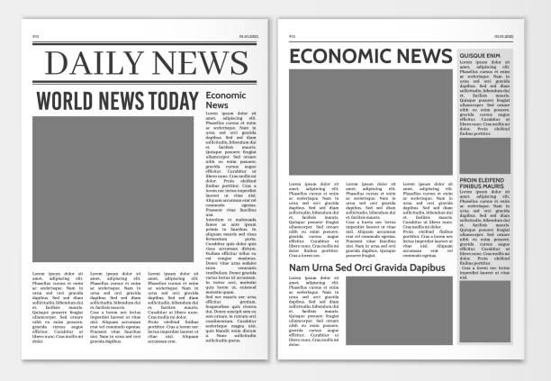 istock Newspaper pages template. News paper headline vector mockup. Tabloid journal simple background. Newsprint modern style 1222488200