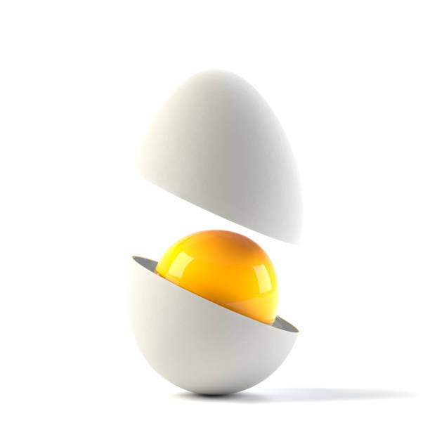 istock 3D illustration of egg shell and yolk cut diagonally 1222488265