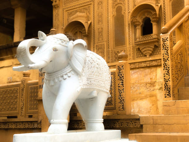 White Elephant Statue - Jaisalmer Fort White elephant statue inside the Jaisalmer fort getty image stock pictures, royalty-free photos & images