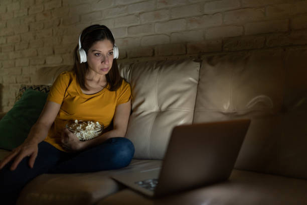 istock Watching movie from streaming service 1222496035