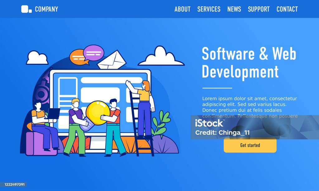 Software And Web Development Studio Concept Stock Illustration ...