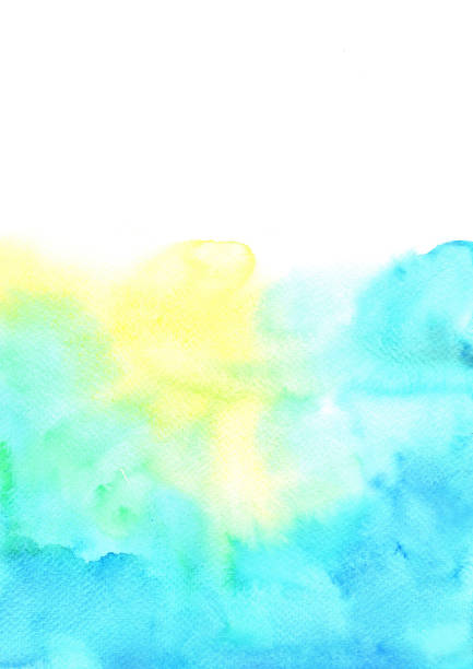 istock Blue and yellow watercolor hand painting frame background for decoration on summer. 1222502060
