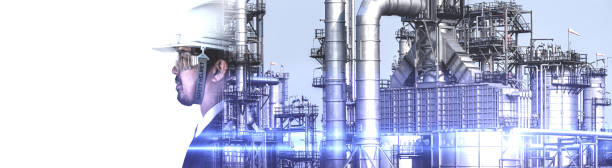 istock Double exposure of engineer industry concept. 1222503546