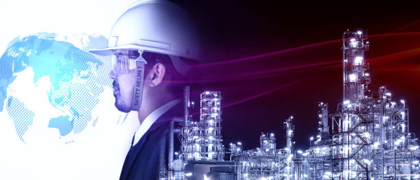 istock Double exposure of engineer industry concept. 1222503548