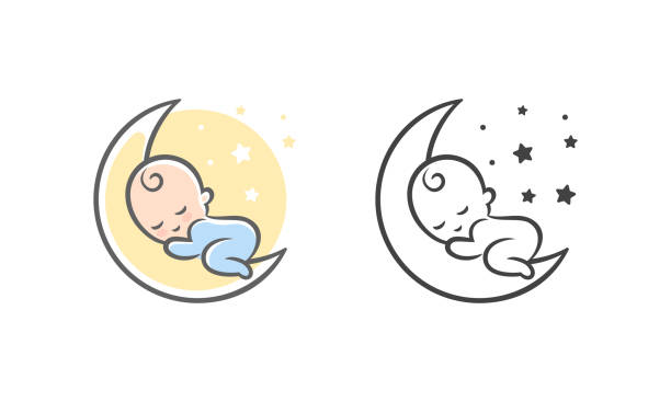 スウィートドリーム ロゴ - sleeping baby点のイラスト素材／クリップアート素材／マンガ素材／アイコン素材