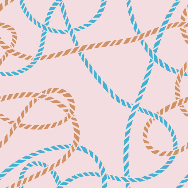 illustrations, cliparts, dessins animés et icônes de motif sans couture fait de corde incurvée torsadée. - tangled rope tied knot backgrounds