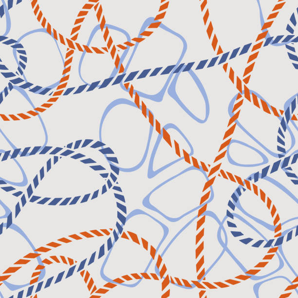 illustrations, cliparts, dessins animés et icônes de motif de noeud de corde marine sans couture avec la texture abstraite de formes géométriques - tangled rope tied knot backgrounds