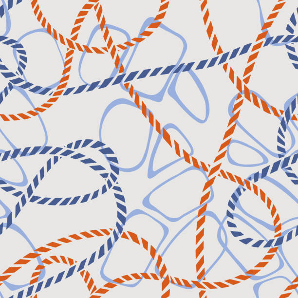 ilustrações de stock, clip art, desenhos animados e ícones de seamless marine rope knot pattern with abstract geometric shapes texture - tangled rope tied knot backgrounds